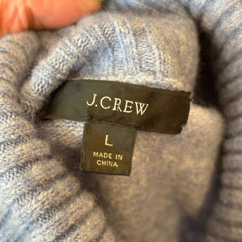 J.Crew Re-Imagined Merino Alpaca Blend Turtleneck Stretchy Sweater Lt Blue Large - Picture 5 of 10